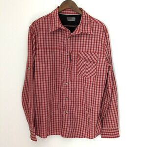 Wrangler Outdoor Perfomance Fabric SZ L Button‎ Down Shirt Red Plaid Regular Fit
